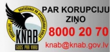 Attēlā ir baneris, kas ved uz iestādes tīmekļvietni KNAB